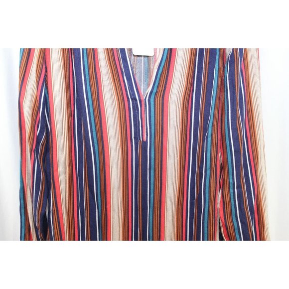 Allison Joy Womens Kelli Multi Stripe Popover Shirt S‎ NWT - Picture 3 of 7